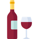 Une bouteille de vin et un verre à vin. (source du média : https://www.flaticon.com/fr/auteurs/freepik)
