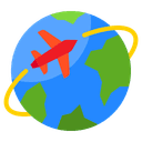 Un avion qui tourne autour de la Terre. (source du média : https://www.flaticon.com/fr/auteurs/freepik)